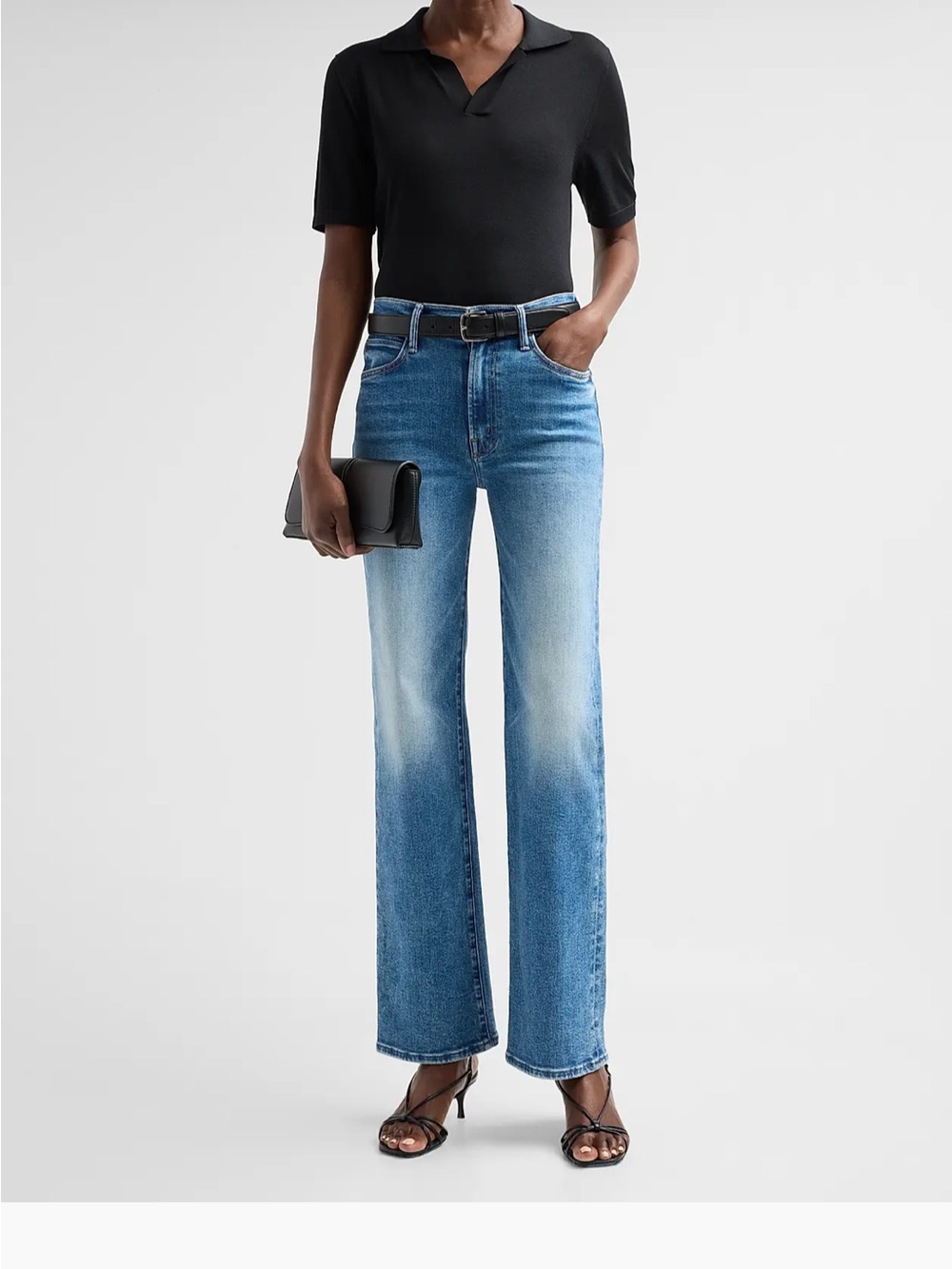 MOTHER The Kick It Wide-Leg Flare Jeans in Light Blue Wash, stretch